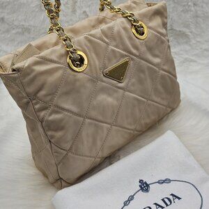 Prada  Quilted Nylon Chained Bag